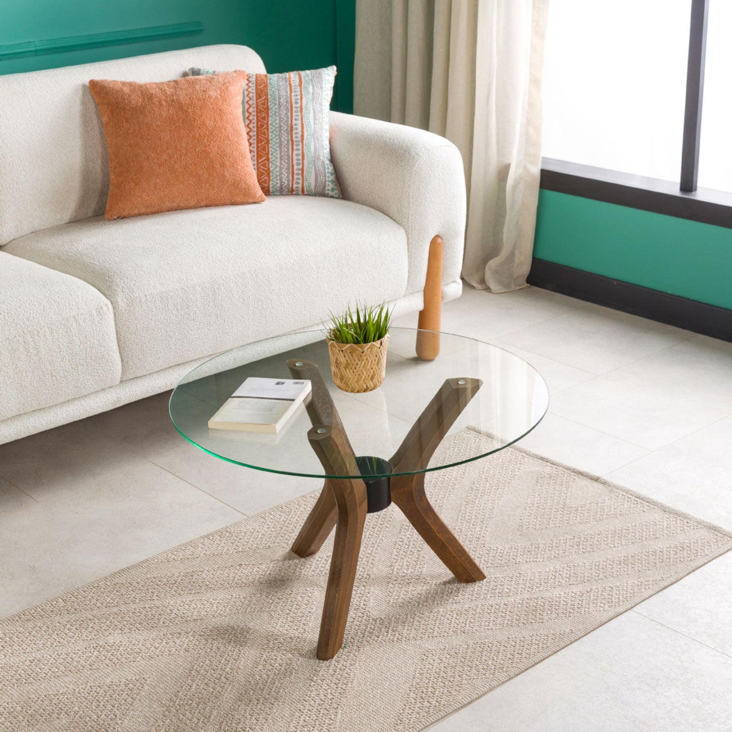 Solid Wood Round Coffee Table Base 3-Legs
