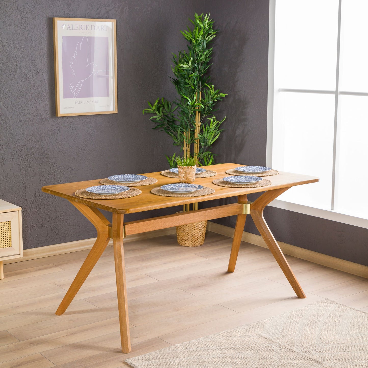 Rustic Rectangle Dining Table with Butterfly Pedestal Legs