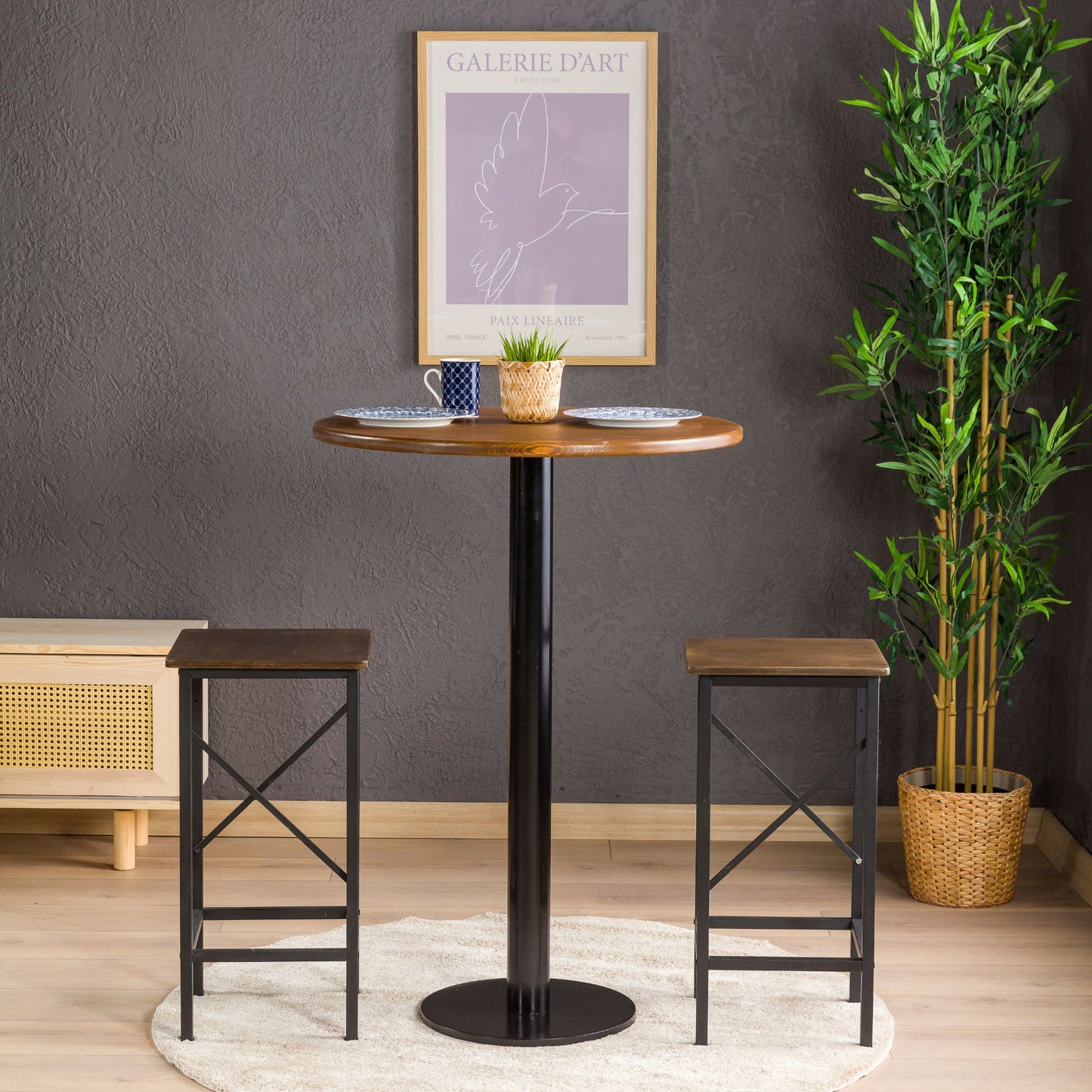 Rustic Bistro Table – Solid Pine Wood