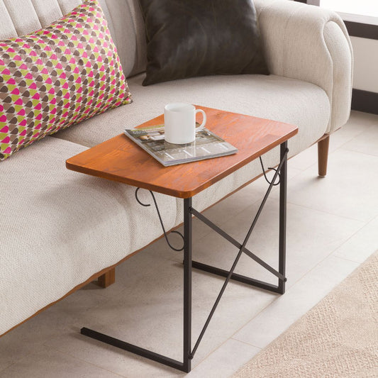 C-Shaped Wide Table with Metal Legs