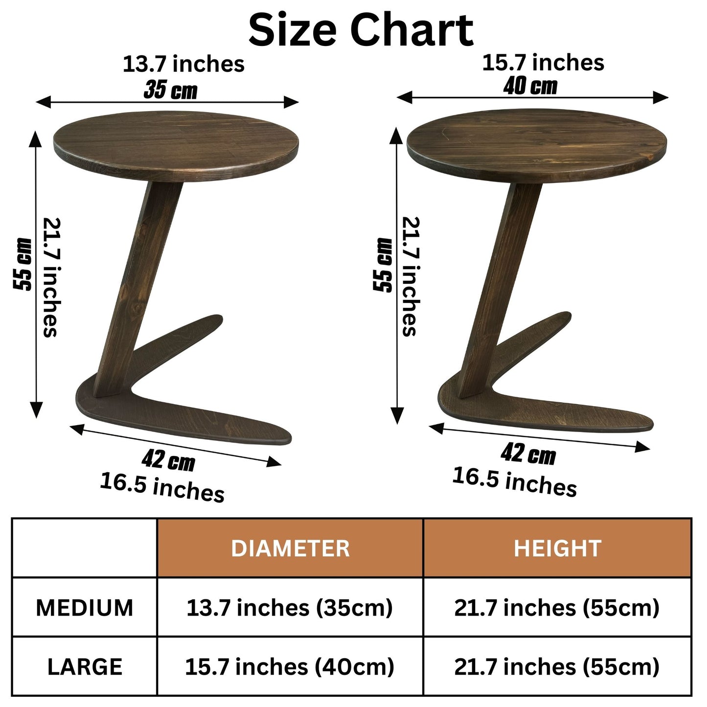 Slide-Under Wooden C Table