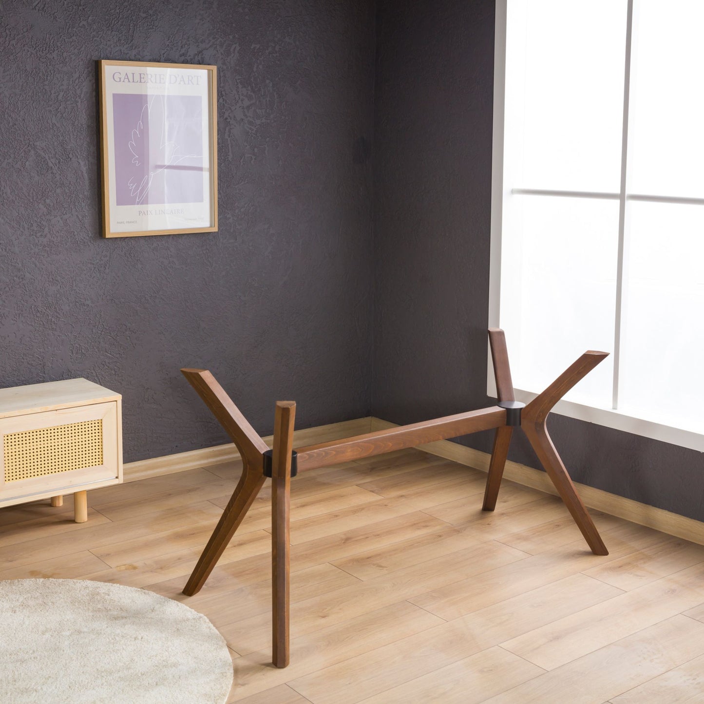 Solid Wood Rectangle Dining Table Base 4-Legs