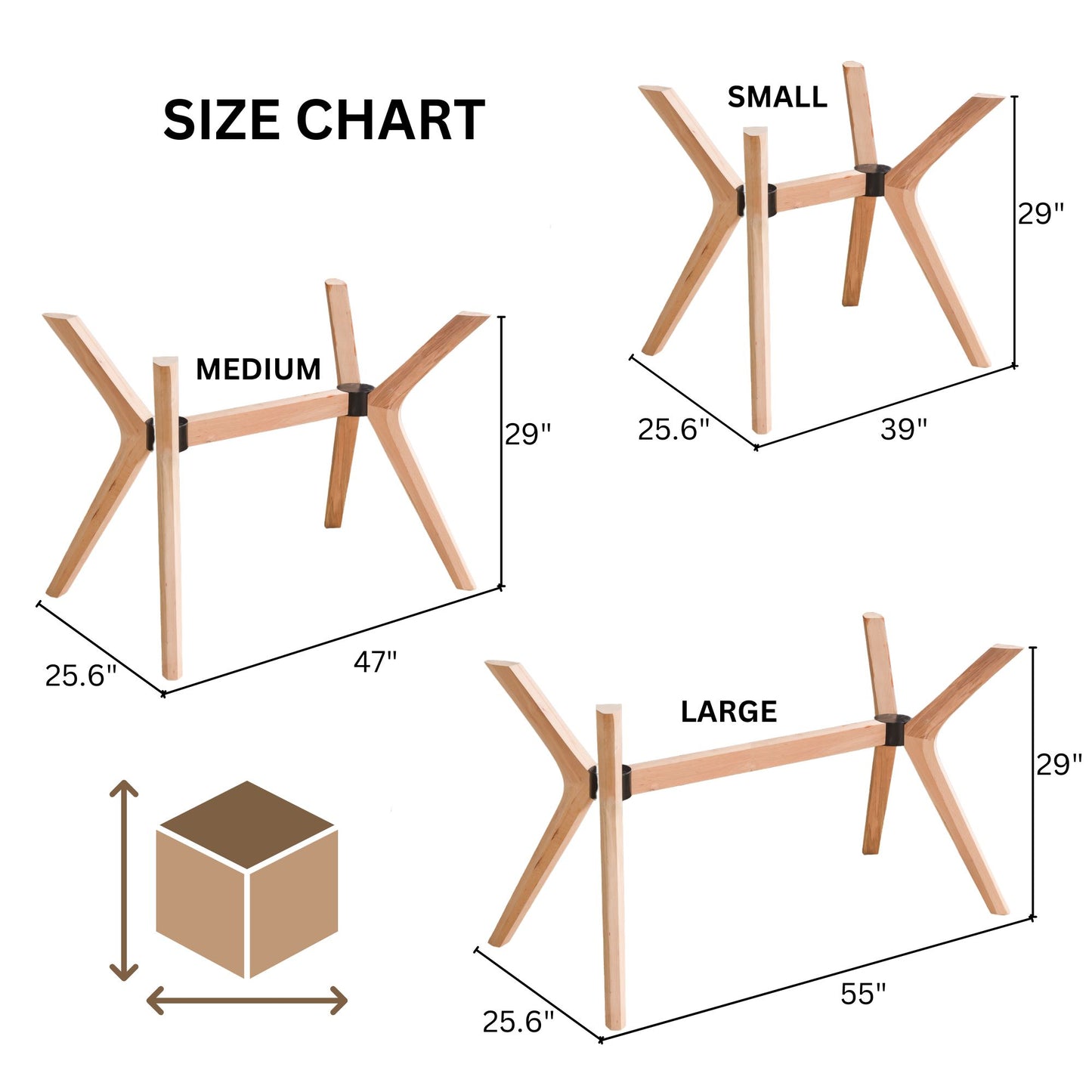 Solid Wood Rectangle Dining Table Base 4-Legs