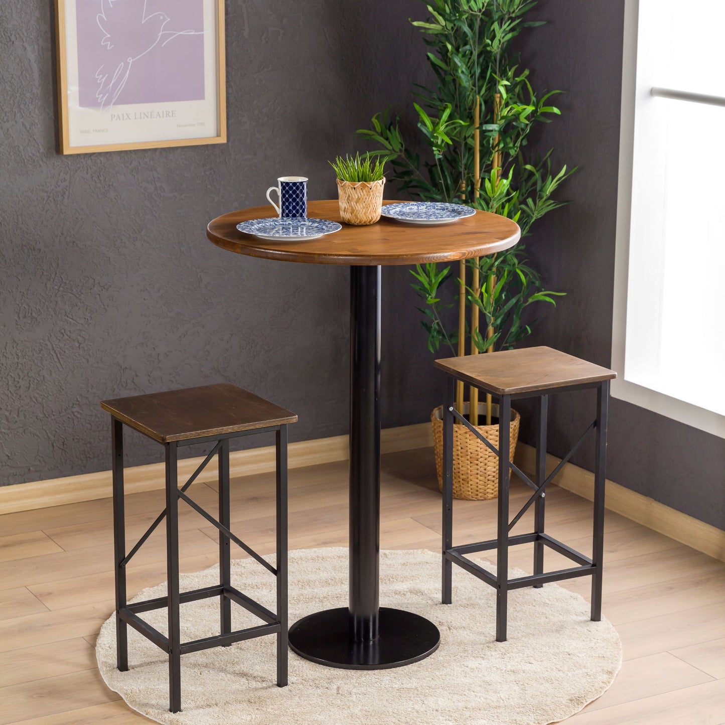 Rustic Bistro Table – Solid Pine Wood