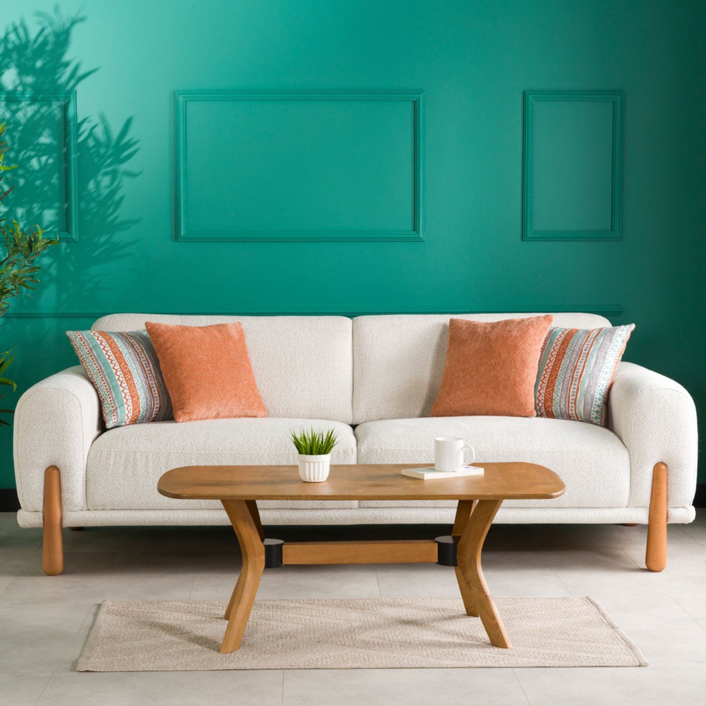 Modern Rectangle Coffee Table with Solid Wood Butterfly Legs