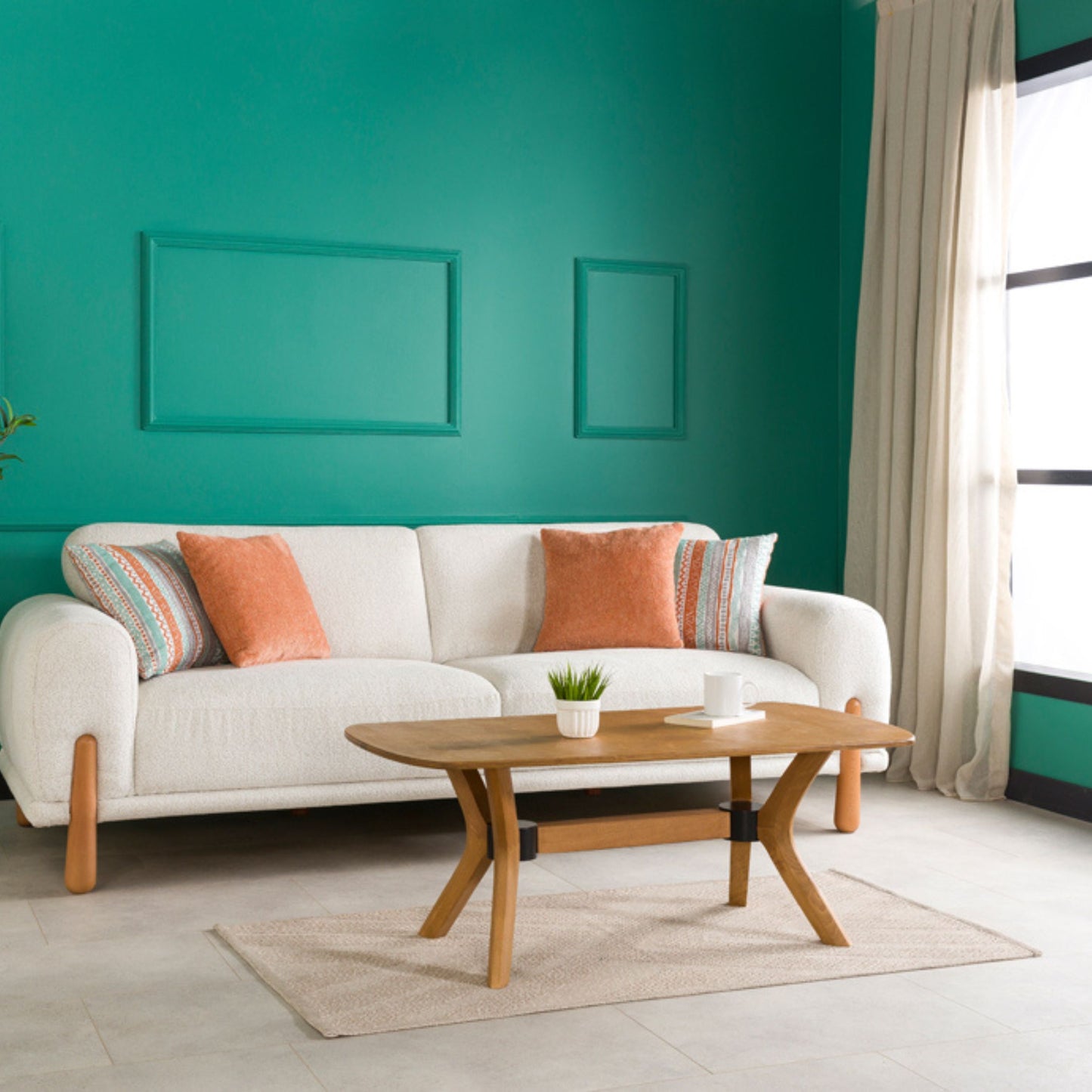 Modern Rectangle Coffee Table with Solid Wood Butterfly Legs
