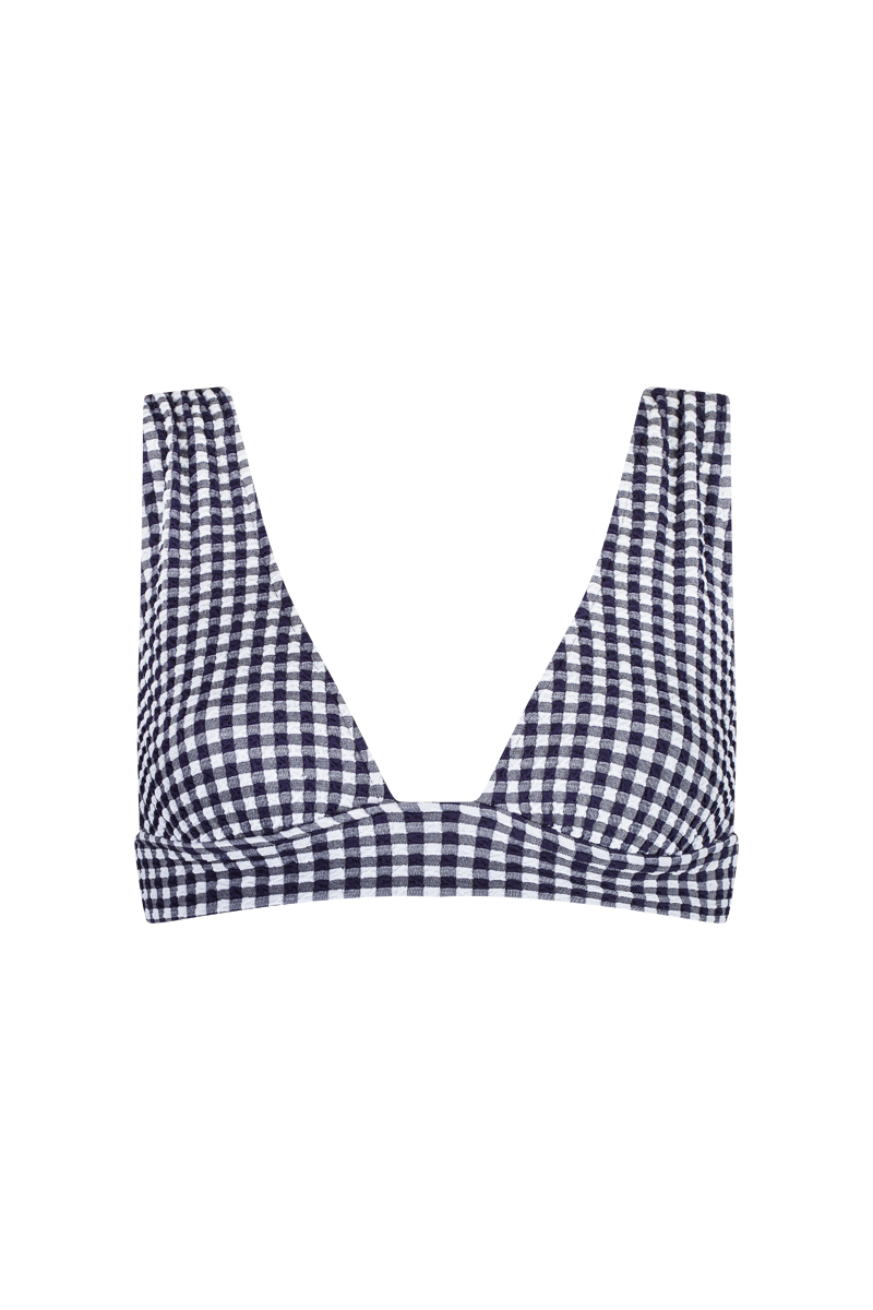 anja bikini top scarf l'ensorcelant vichy navy front