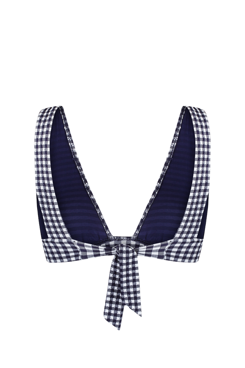 anja bikini top scarf l'ensorcelant vichy navy behind