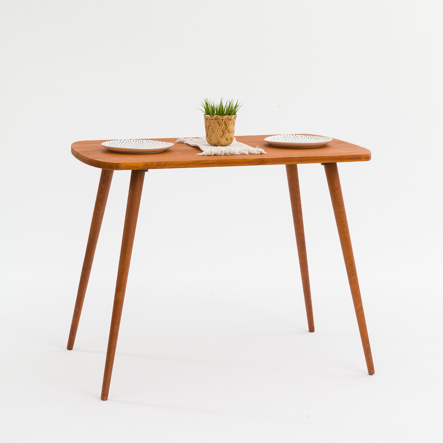 Modern Rectangle Solid Pine Dining Table with Rounded Edges