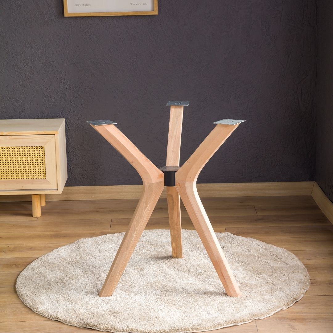Solid Wood Round Dining Table Base 3-Legs