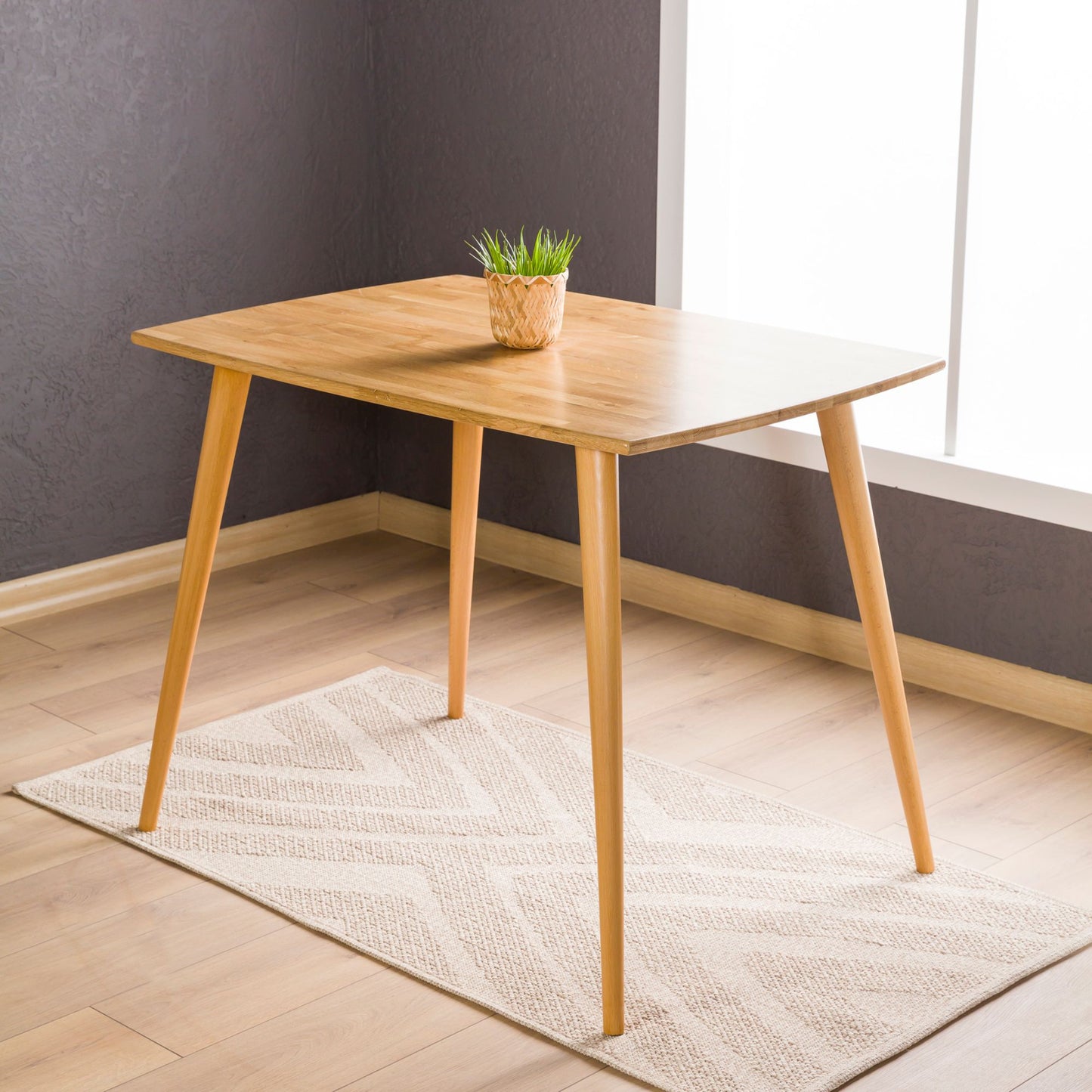 Solid Oak Oval Edged Rectangle Dining Table