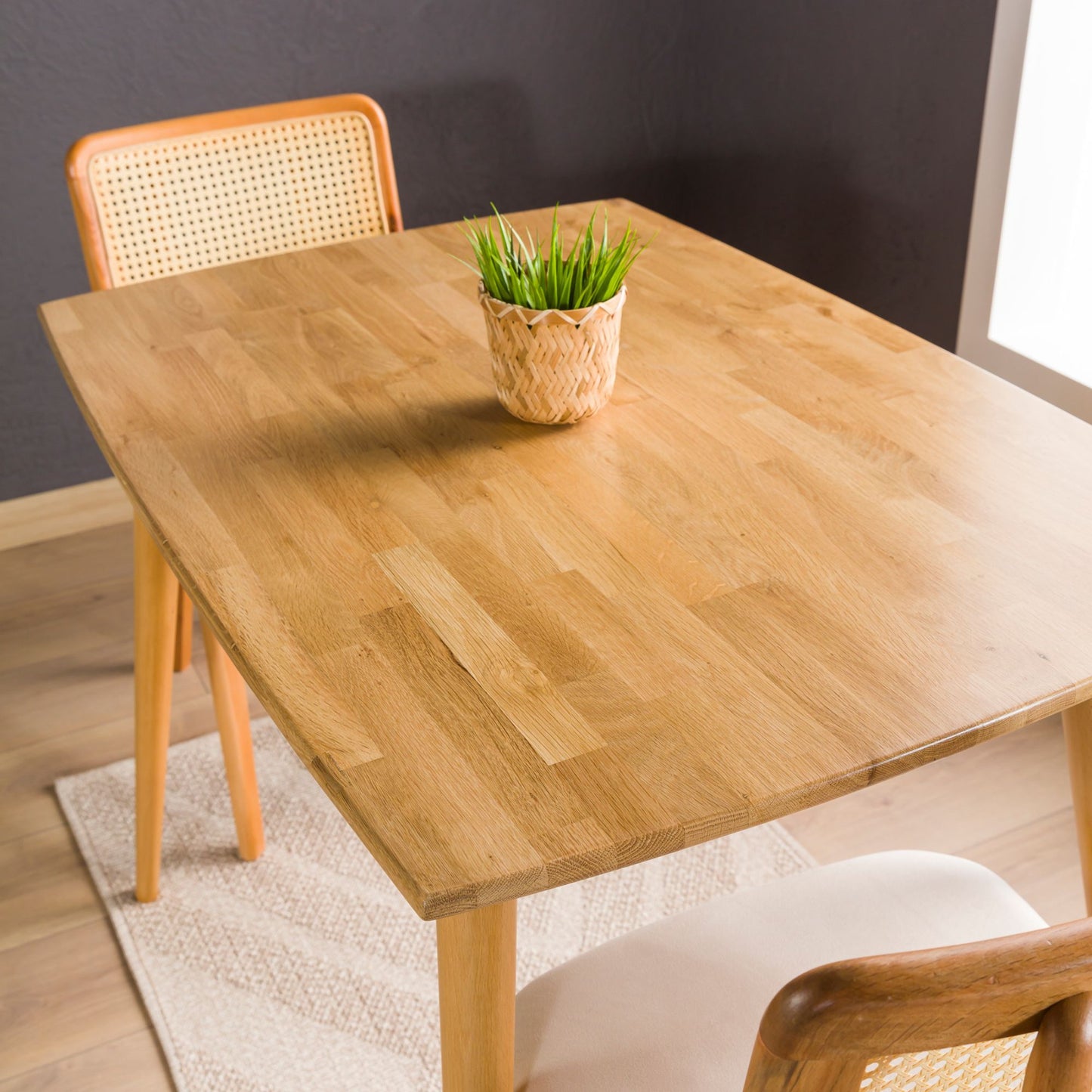 Solid Oak Oval Edged Rectangle Dining Table