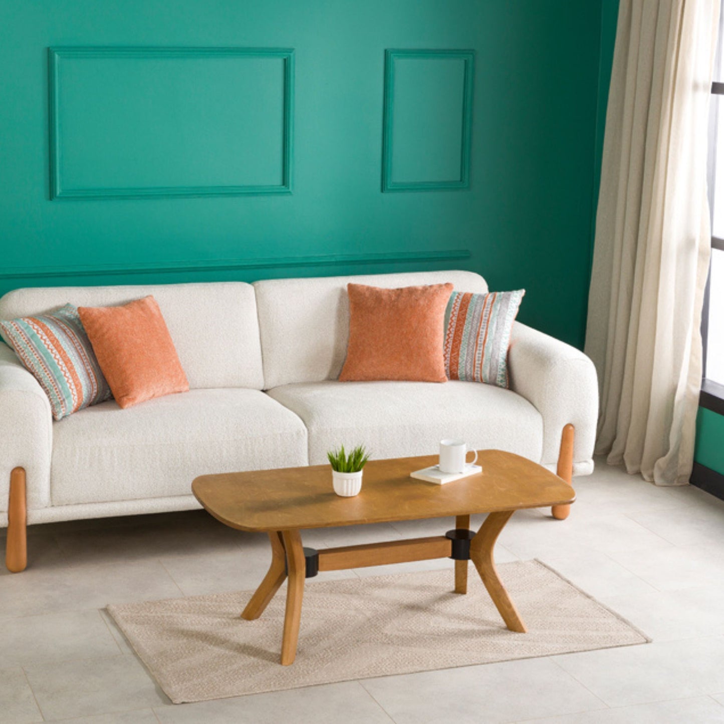 Modern Rectangle Coffee Table with Solid Wood Butterfly Legs