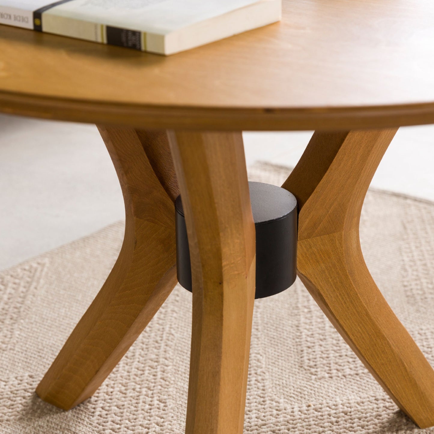 Round Coffee Table with Solid Wood Butterfly Legs