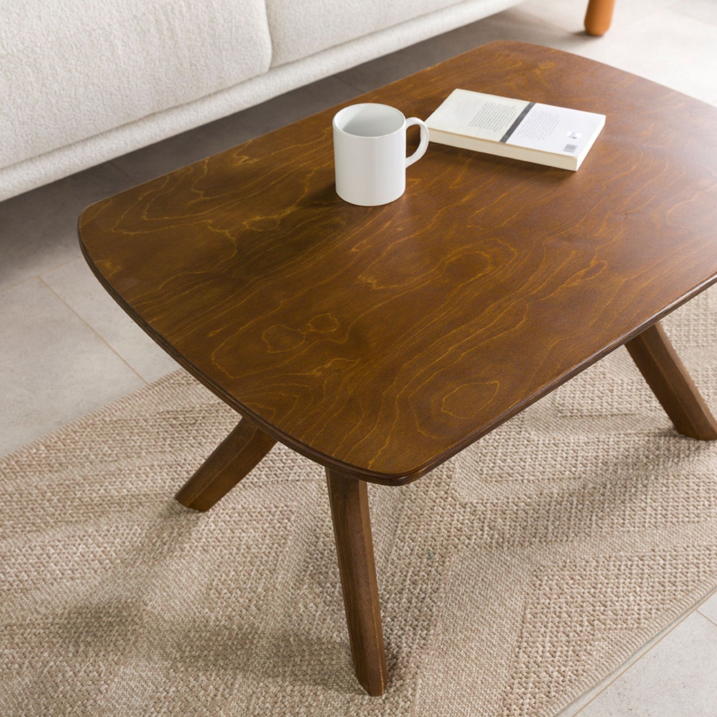 Modern Rectangle Coffee Table with Solid Wood Butterfly Legs