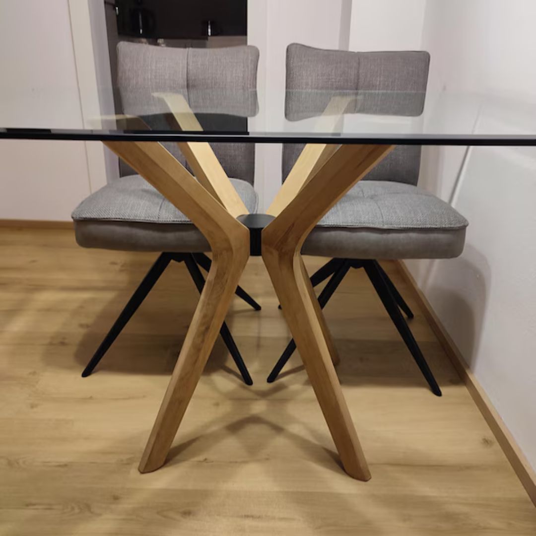 Solid Wood Round Dining Table Base 4-Legs