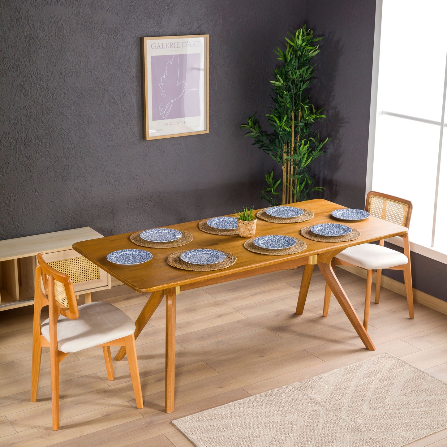 Rustic Rectangle Dining Table with Butterfly Pedestal Legs