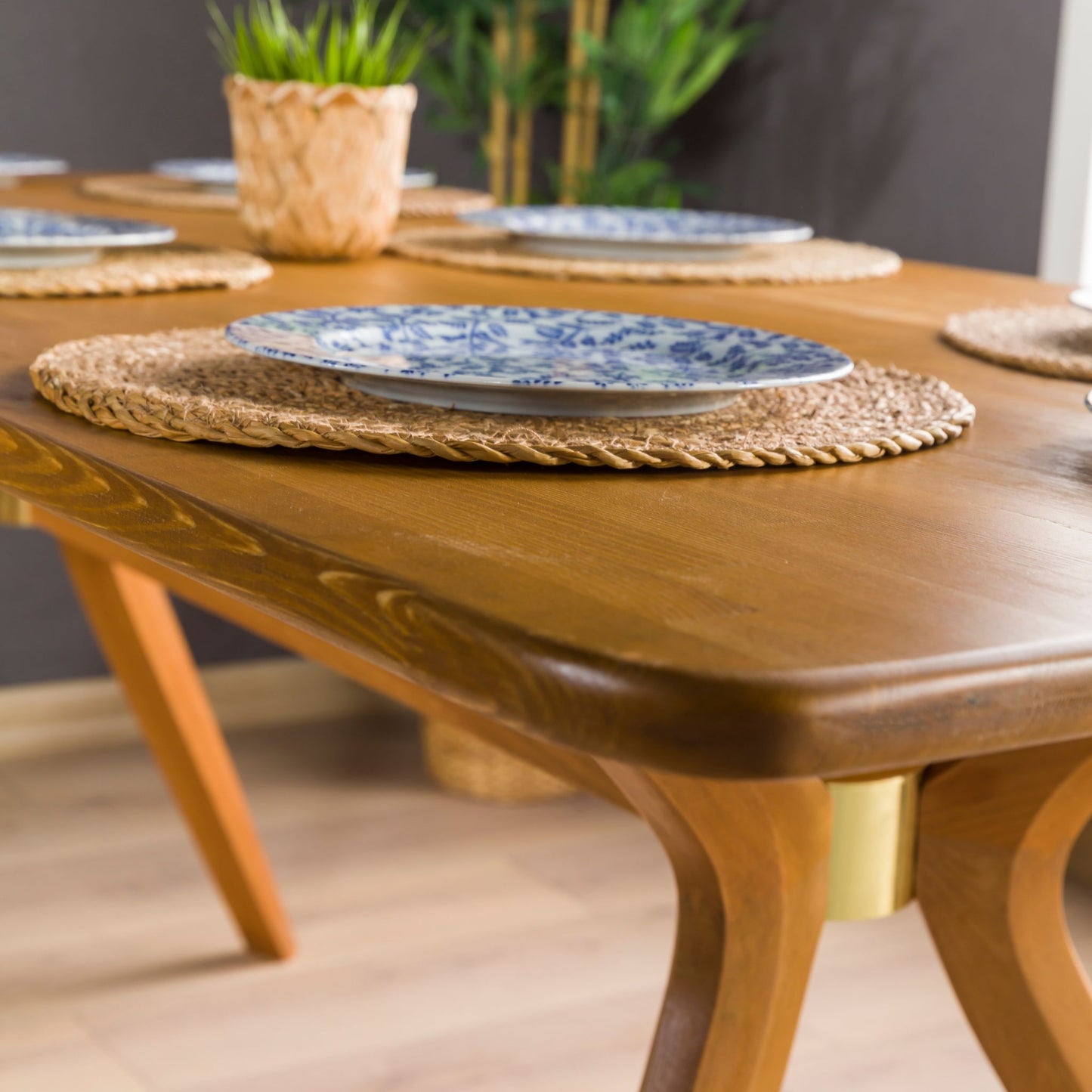 Rustic Rectangle Dining Table with Butterfly Pedestal Legs