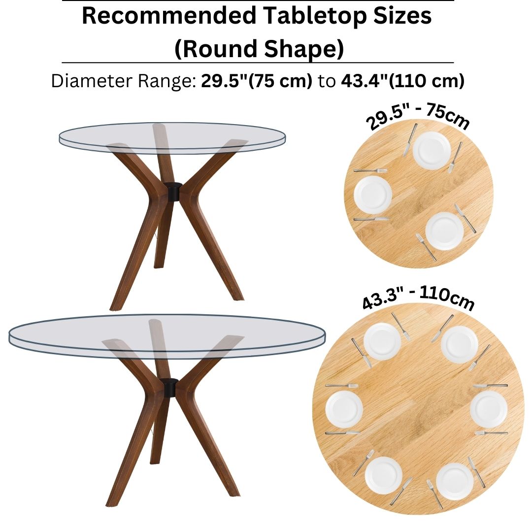 Solid Wood Round Dining Table Base 3-Legs