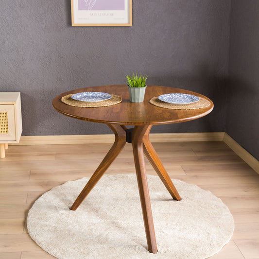 Solid Oak Round Dining Table with Wooden Butterfly Legs