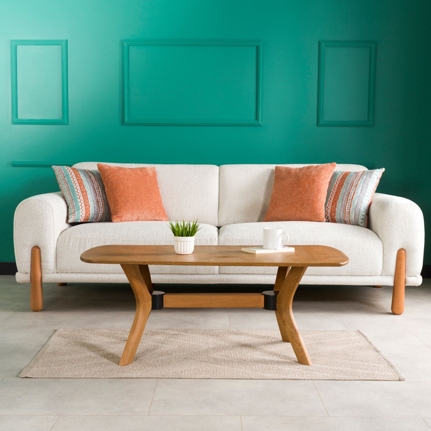 Modern Rectangle Coffee Table with Solid Wood Butterfly Legs