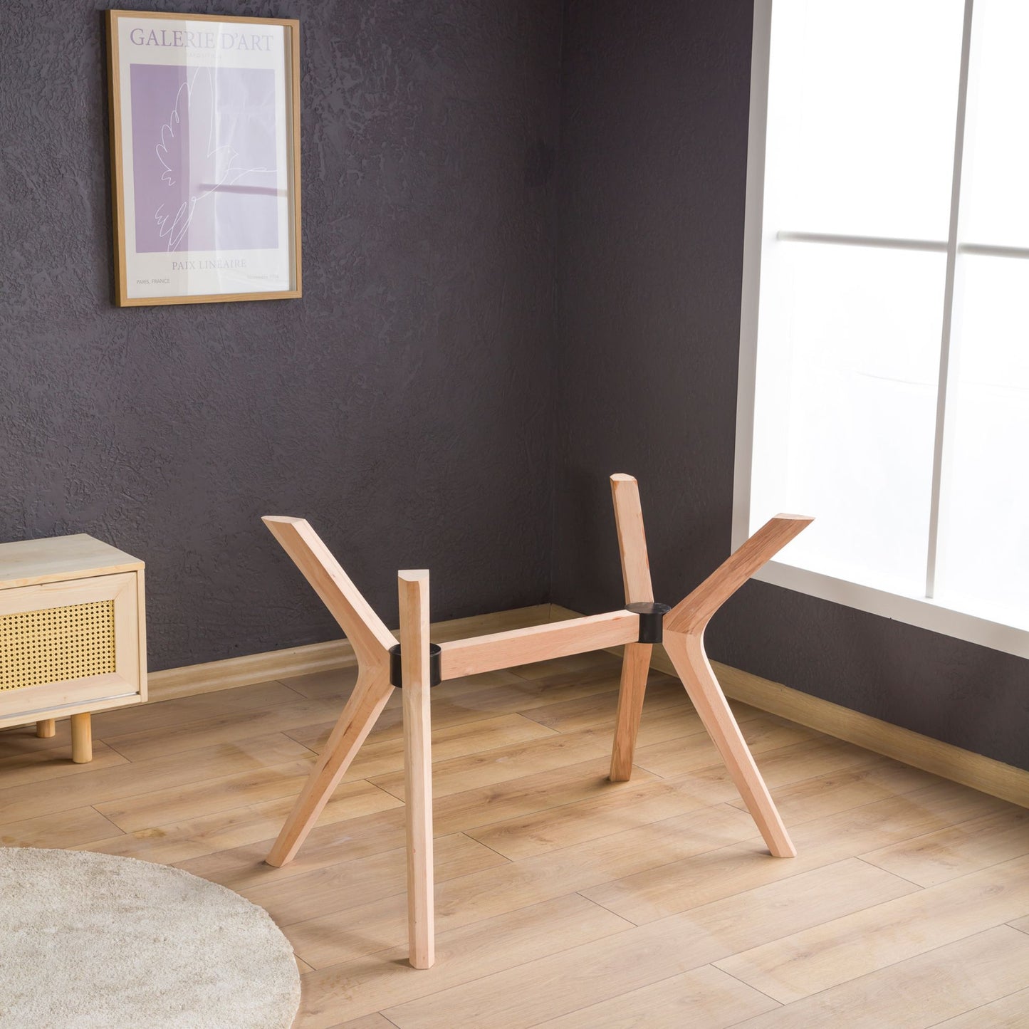 Solid Wood Rectangle Dining Table Base 4-Legs