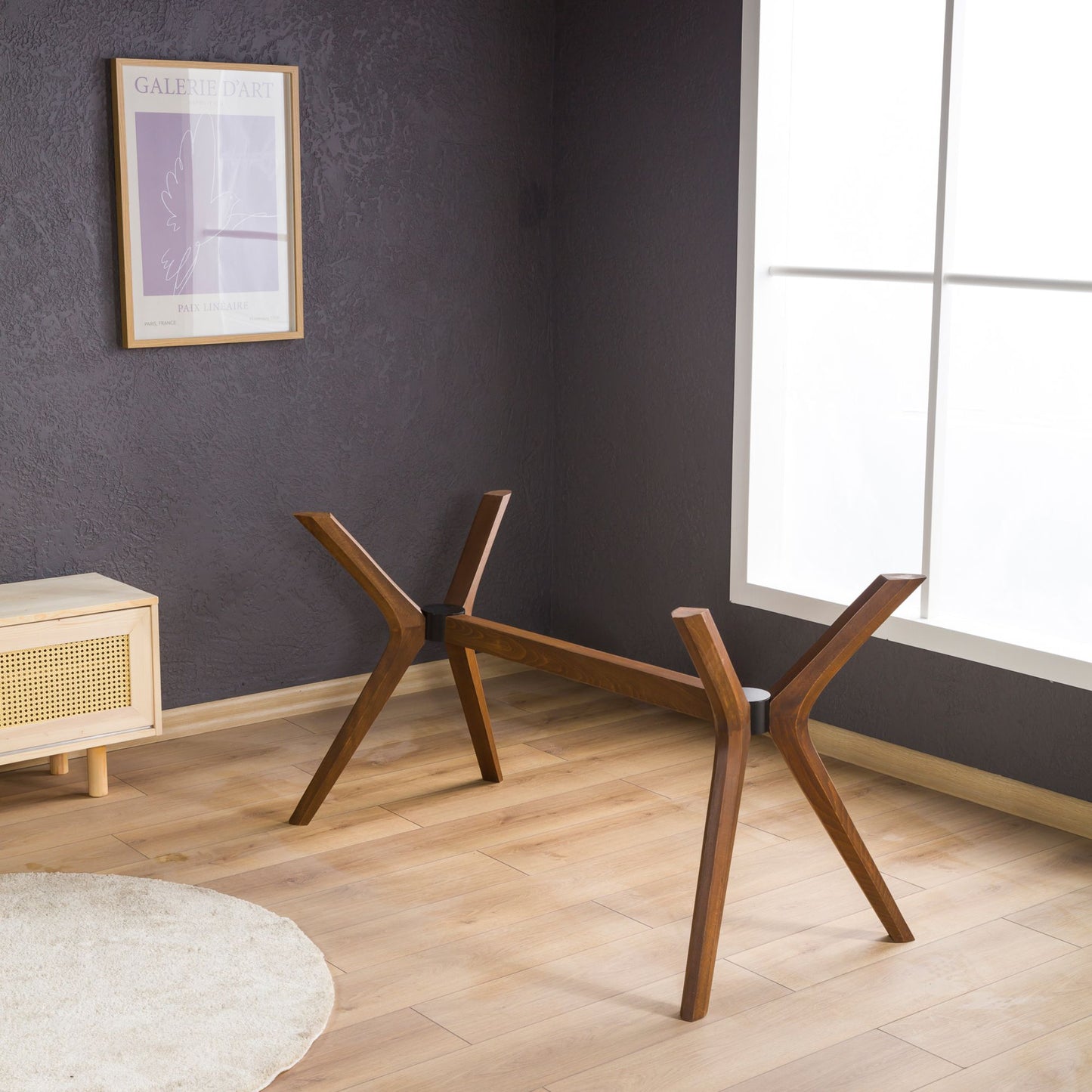 Solid Wood Rectangle Dining Table Base 4-Legs