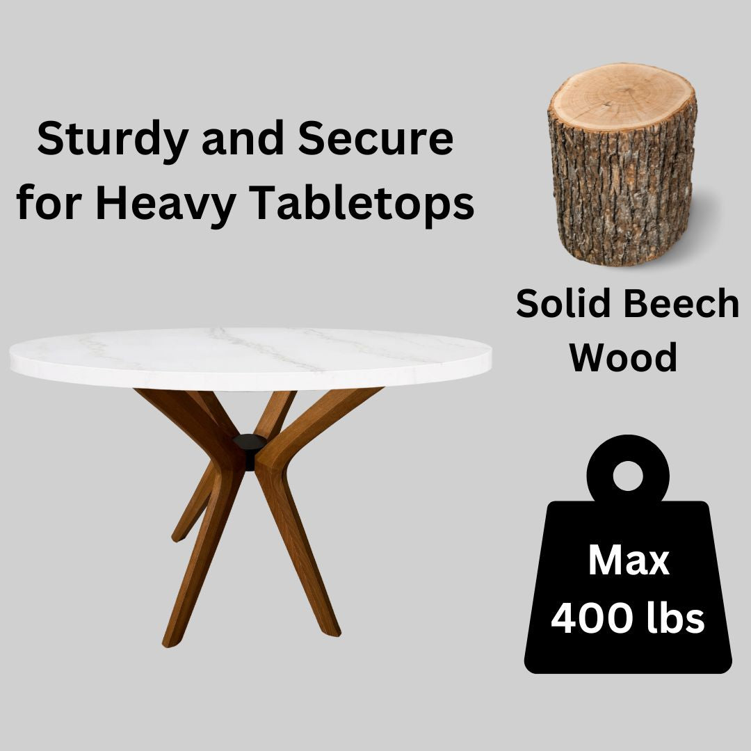 Solid Wood Round Dining Table Base 4-Legs