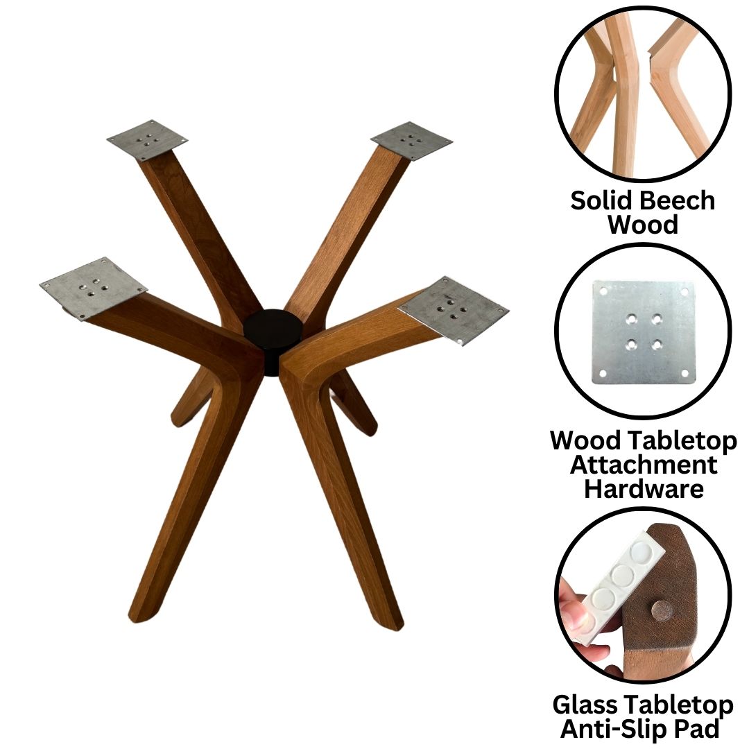 Solid Wood Round Dining Table Base 4-Legs