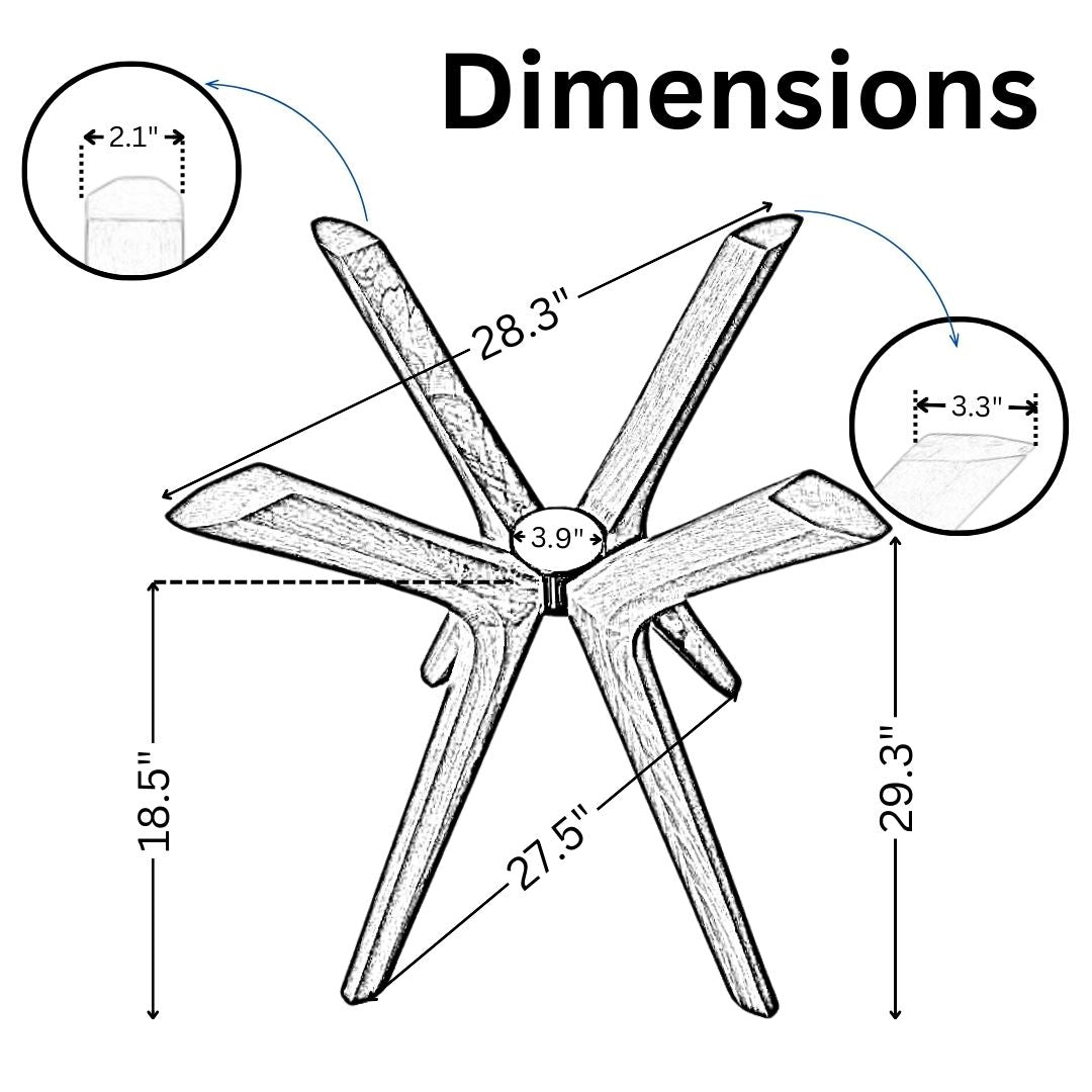 Solid Wood Round Dining Table Base 4-Legs