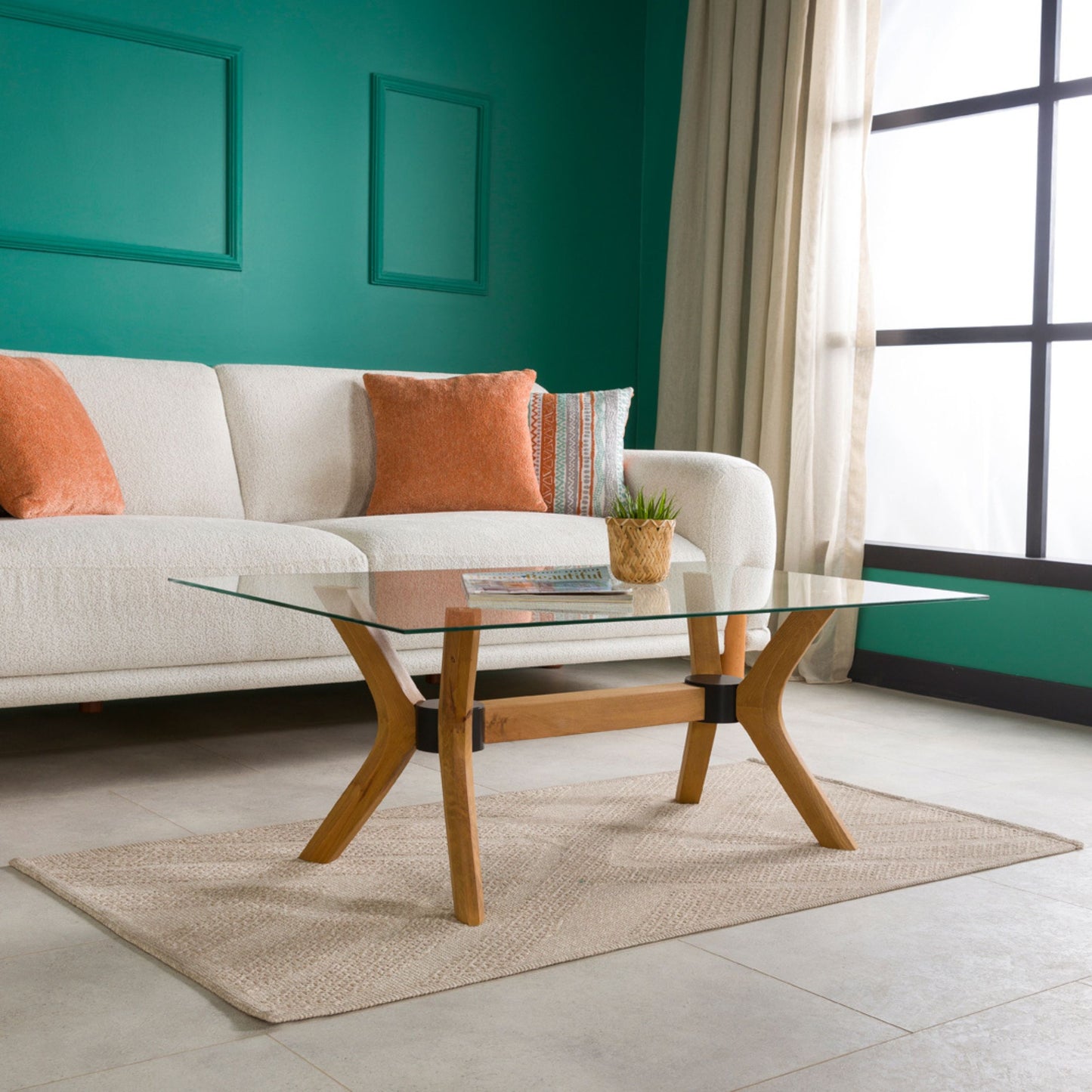 Solid Wood Rectangle Coffee Table Base 4-Legs