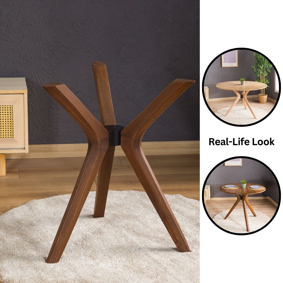 Solid Wood Round Dining Table Base 3-Legs