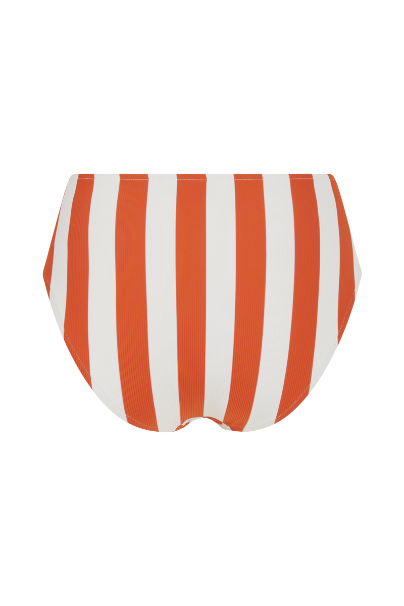anja bikini high-waisted bikini bottom la magnétique striped orange behind