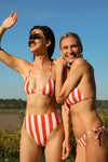 anja bikini high-waisted bikini bottom la magnétique striped orange overview