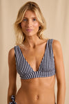 anja bikini top scarf l'ensorcelant vichy navy close up face