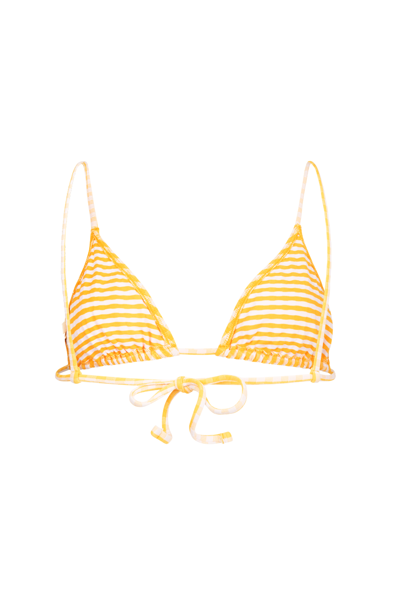 anja triangle bikini top le pétillant vichy yellow behind
