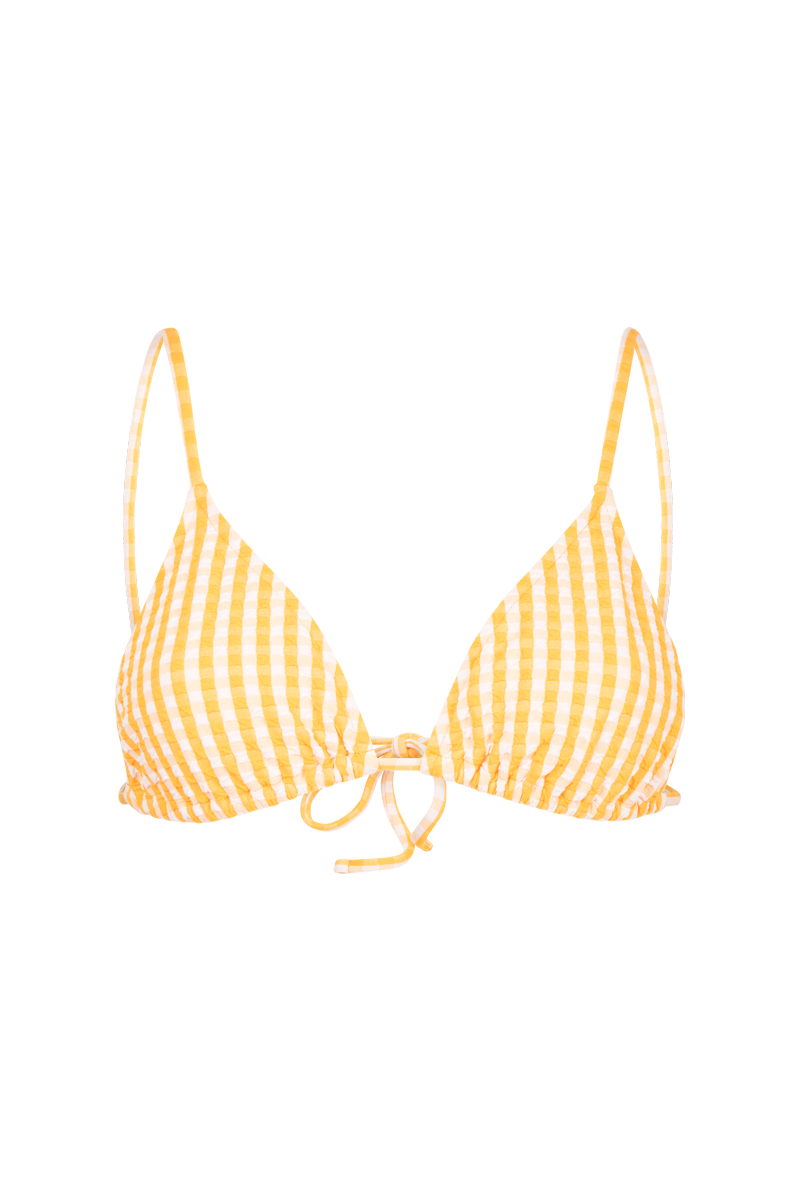 anja triangle bikini top le pétillant vichy yellow front