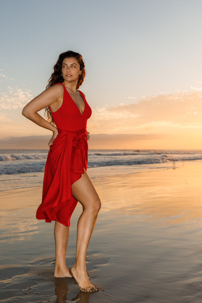 anja swimsuit one-piece l'irrésistible red campaign photo