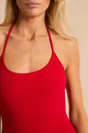 anja swimsuit one-piece le romantique red close up face