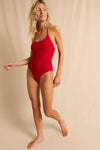 anja swimsuit one-piece le romantique red studio background