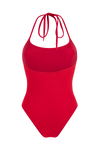 anja swimsuit a red le romantique piece behind