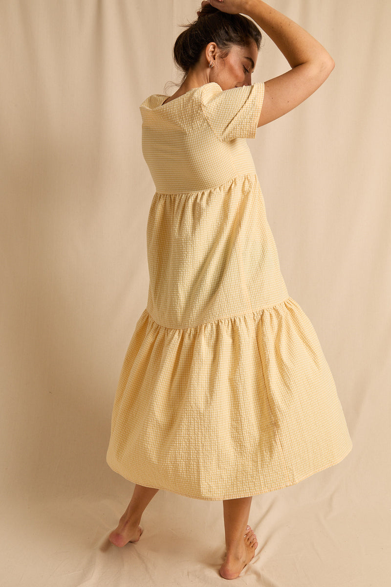 anja prêt à porter dress l'attachante vichy yellow vu dos