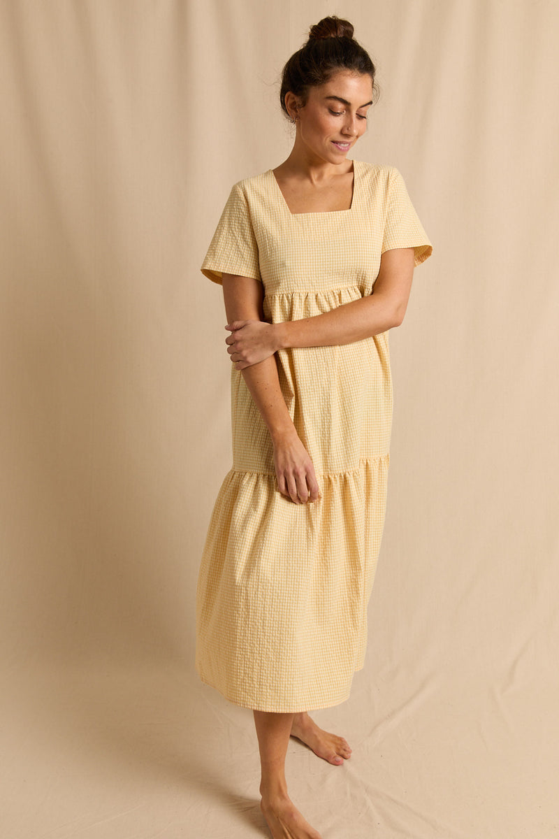 anja prêt à porter dress l'attachante vichy yellow vu d'ensemble