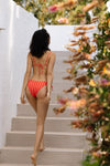 anja x baba triangle bikini top le pétillant red photo shoot