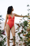 anja x baba swimsuit one-piece elegant red campaign shoot