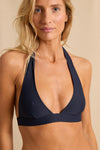 anja x bompard Scarf bikini top le flatteur navy close-up