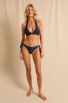 anja x bompard Scarf bikini top le flatteur navy plain background