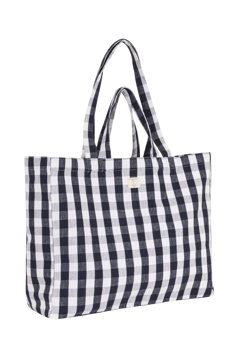 anja x bompard bag vichy navy side view