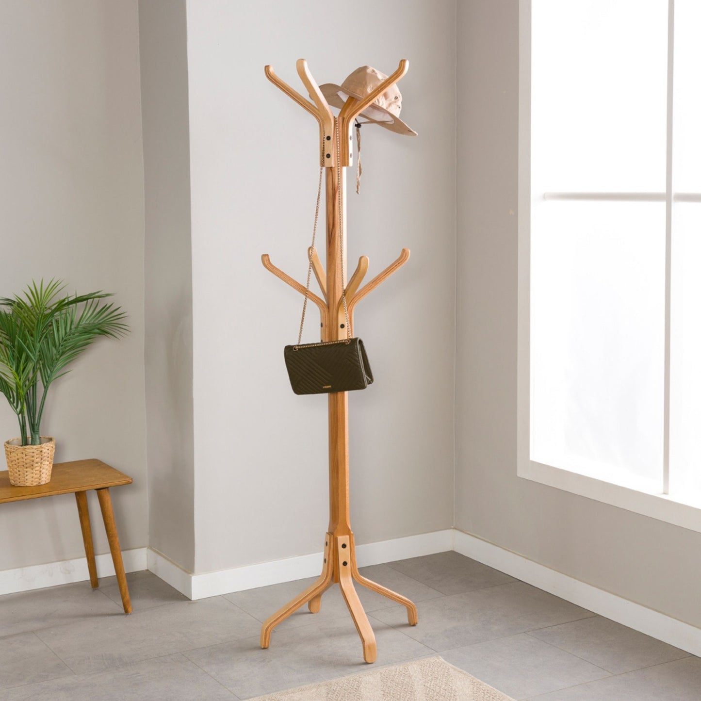 Solid Wood Freestanding Coat Rack
