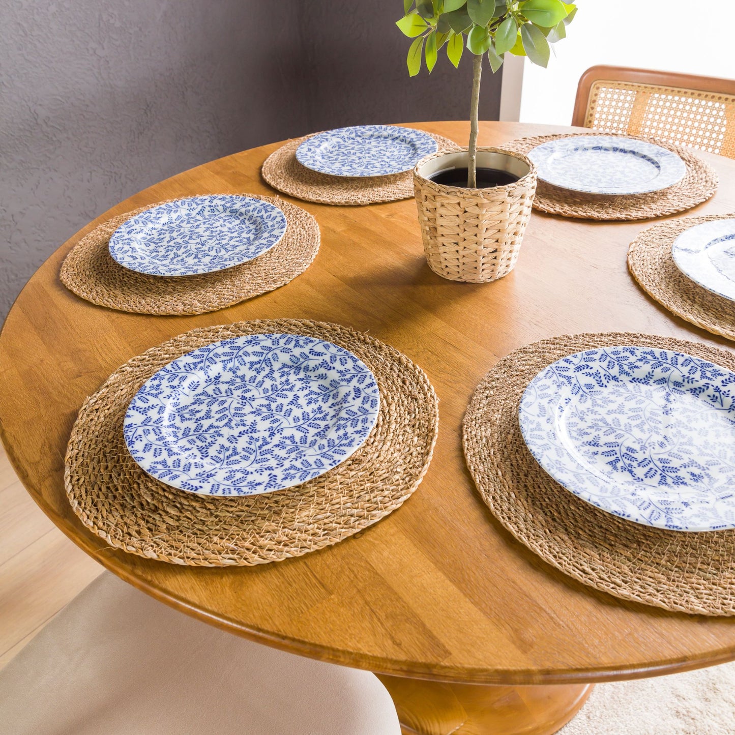 Solid Oak Round Dining Table with Wooden Tulip Leg